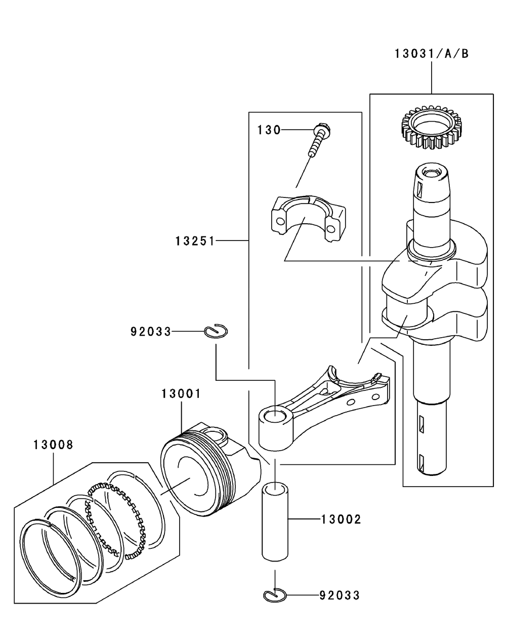 Fj180v-As08 Piston And Crankshaft Diagram and Parts List for 56A443TH (750-XP)(2008 & Before) Cub Cadet Lawn Mower